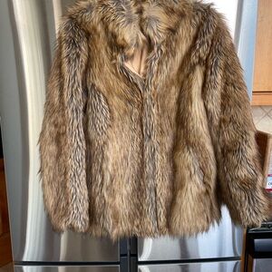 Topshop Luxurious Faux Fur Teddy Jacket in Brown